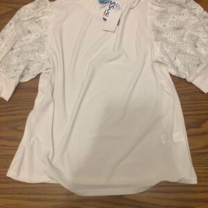 Elegant White Lace Sleeve Top